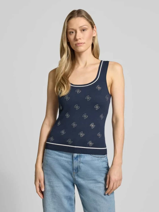 Zdjęcie produktu Top o kroju slim fit z mieszanki wiskozy Guess Granatowy