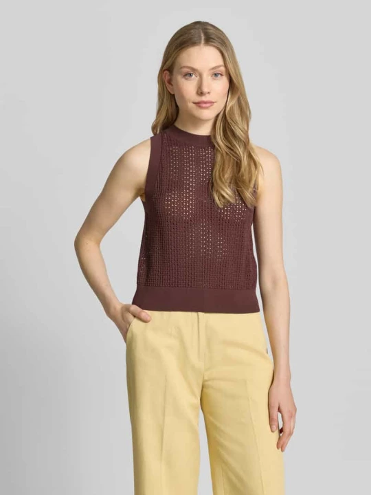 Zdjęcie produktu Top o kroju slim fit z mieszanki wiskozy model 'FASSIA' Boss Czekoladowy