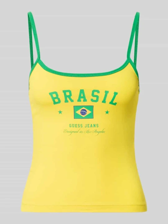 Zdjęcie produktu Top o kroju slim fit z nadrukiem z napisem Guess Żółty