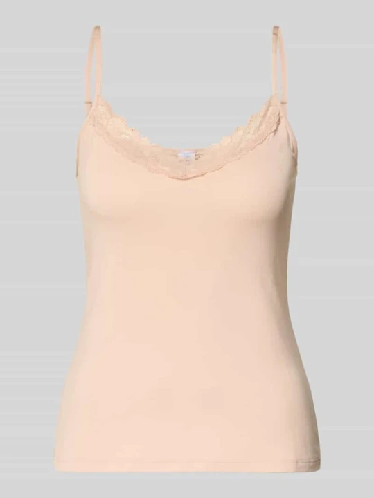 Zdjęcie produktu Top o kroju slim fit z obszyciem koronką SKINY Beżowy