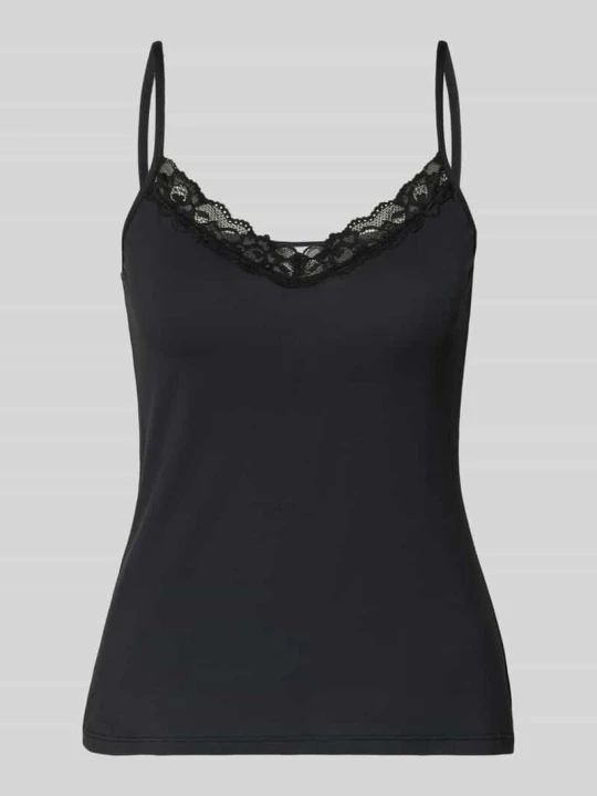 Zdjęcie produktu Top o kroju slim fit z obszyciem koronką SKINY Czarny