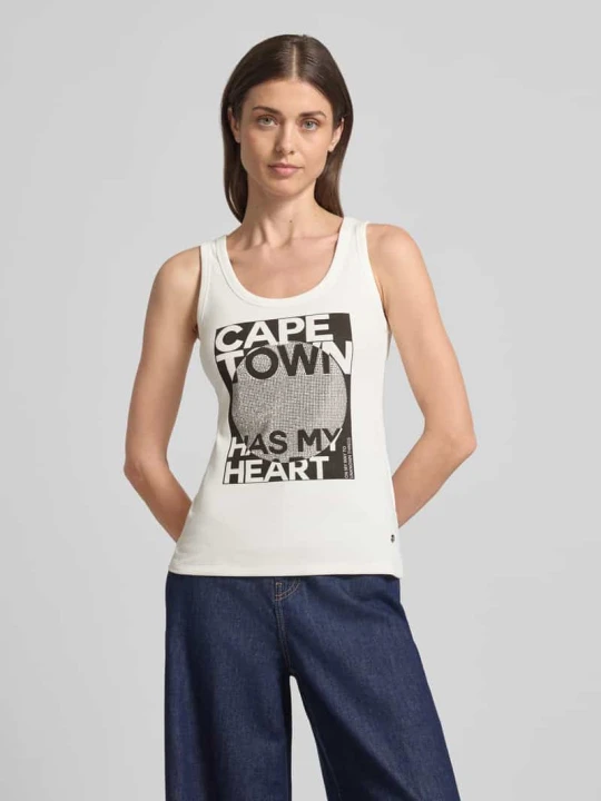 Zdjęcie produktu Top o kroju slim fit z obszyciem z kamieni stras Model 'Cape Town' Monari Biały