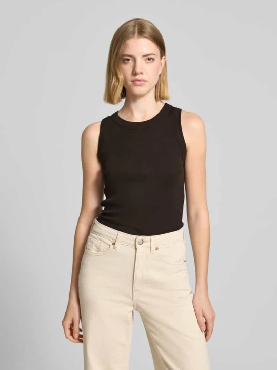 Zdjęcie produktu Top o kroju slim fit z okrągłym dekoltem model 'Olina' Drykorn Ciemnobrązowy