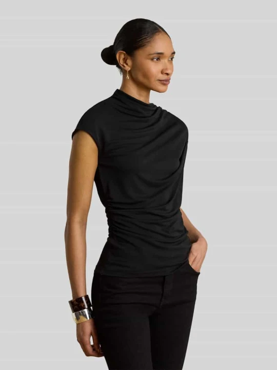 Zdjęcie produktu Top o kroju slim fit z wysoko zabudowanym kołnierzem Lauren Ralph Lauren czarny