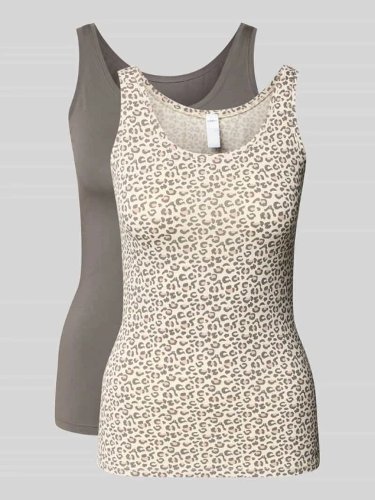 Zdjęcie produktu Top o kroju slim fit ze zwierzęcym nadrukiem na całej powierzchni w zestaw 2 szt. SKINY Beżowy