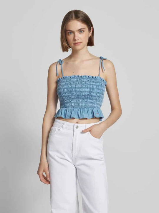 Zdjęcie produktu Top o kroju slim z czystej bawełny Tommy Jeans Jeansowy niebieski