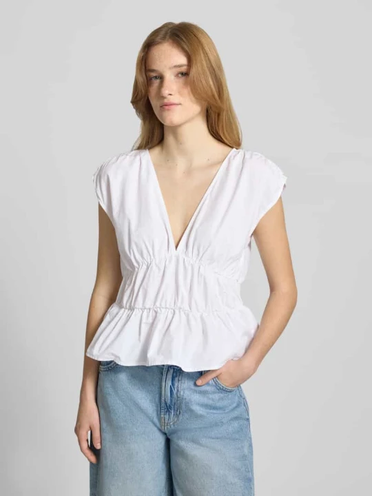 Zdjęcie produktu Top peplum z dekoltem w serek Gina Tricot Biały