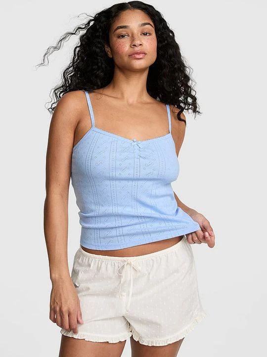 Zdjęcie produktu PINK Top Pointelle z dekoltem sweetheart Victoria's Secret Niebieski