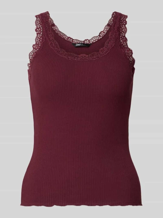 Zdjęcie produktu top Slim z mieszanki bawełny model 'SARA SHARAI' o kroju slim fit Only Bordowy
