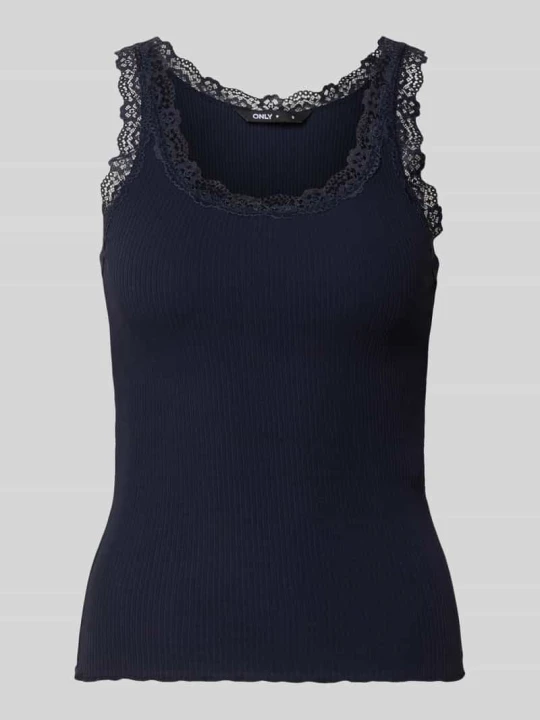 Zdjęcie produktu top Slim z mieszanki bawełny model 'SARA SHARAI' o kroju slim fit Only Ciemnoniebieski
