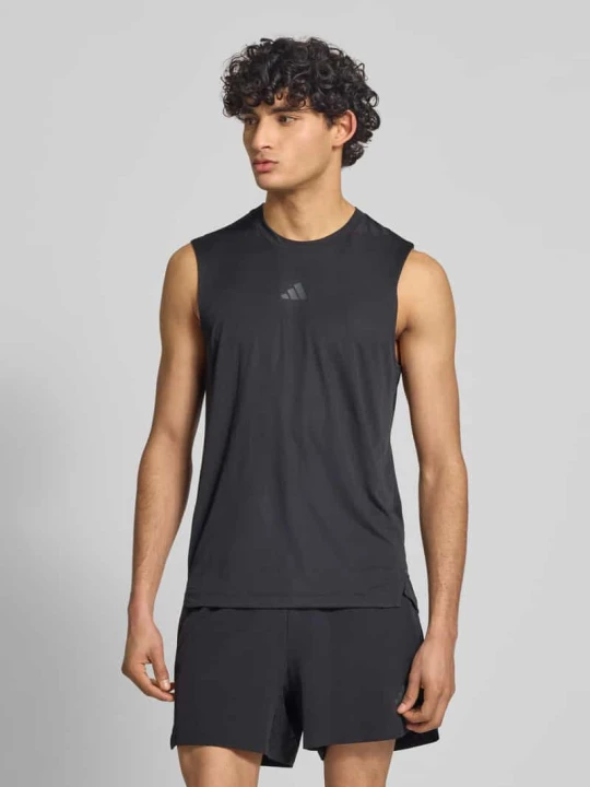 Zdjęcie produktu Top sportowy o kroju regular fit z nadrukiem z logo Adidas Czarny