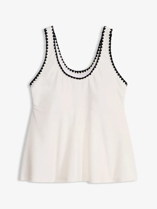Zdjęcie produktu Top tankini z haftem BonPrix biały