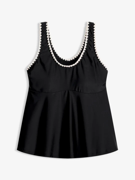 Zdjęcie produktu Top tankini z haftem BonPrix czarny