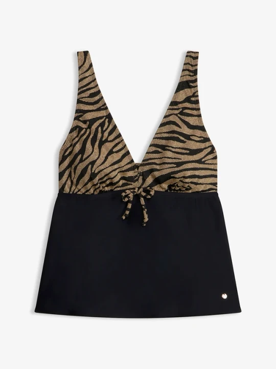 Zdjęcie produktu Top tankini z połyskującego materiału BonPrix czarny