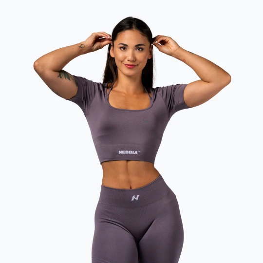 Zdjęcie produktu Top treningowy damski NEBBIA Flow Seamless dark grey
