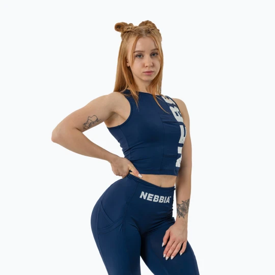 Zdjęcie produktu Top treningowy damski NEBBIA Snatched dark blue Granatowy