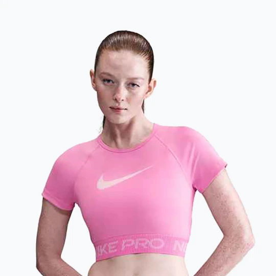 Zdjęcie produktu Top treningowy damski Nike Pro Dri-Fit Graphic Cropped playful pink / pink foam / white