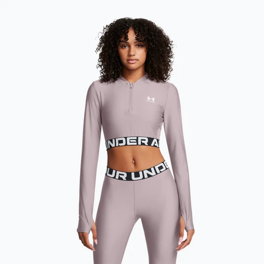 Zdjęcie produktu Top treningowy damski Under Armour Heat Gear Rib 1 / 4 Zip tetra gray / white Różowy