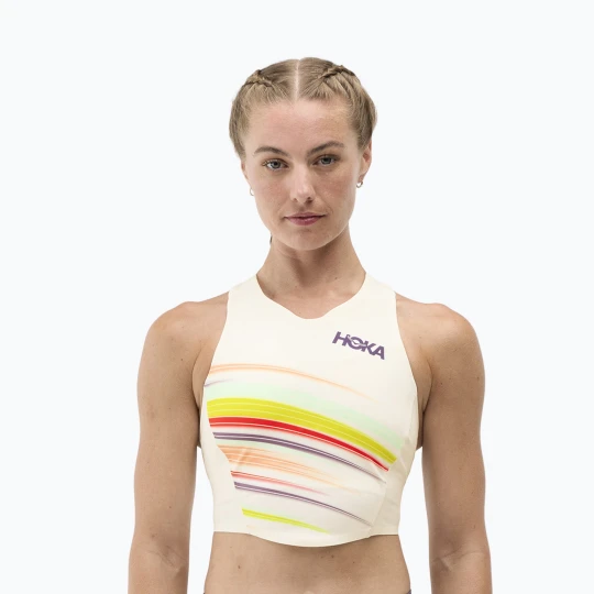 Zdjęcie produktu Top treningowy HOKA Race Day Crop alabaster flare Beżowy