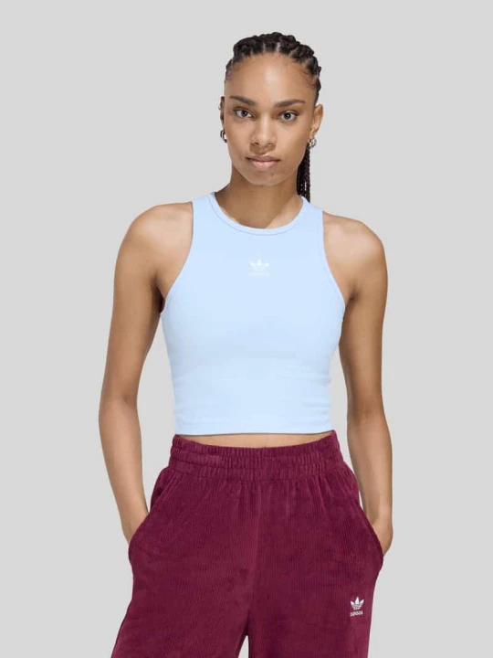 Zdjęcie produktu Top typu crop o kroju slim fit z czystej bawełny adidas Originals Jasnoniebieski