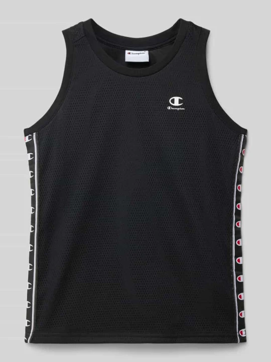 Zdjęcie produktu Top typu tank o kroju regular fit z siateczki z nadruk z logo Champion Czarny