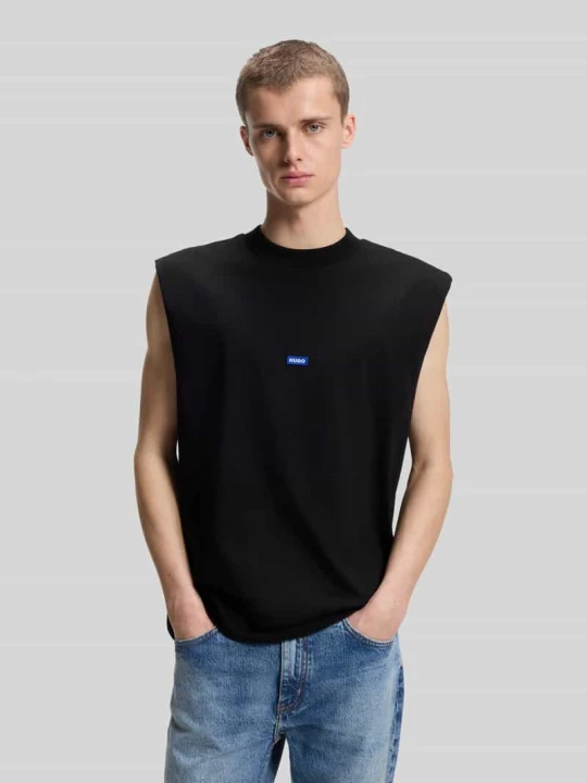 Zdjęcie produktu Top typu tank o kroju relaxed fit z czystej bawełny model 'NAVERTZ' Hugo Czarny