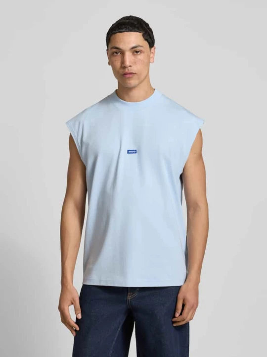 Zdjęcie produktu Top typu tank o kroju relaxed fit z czystej bawełny model 'NAVERTZ' Hugo Jasnoniebieski
