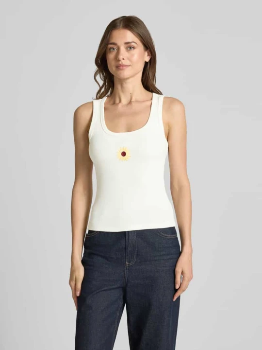 Zdjęcie produktu Top typu tank o kroju slim fit z mieszanki bawełny model 'DISA' Vero Moda Złamany biały