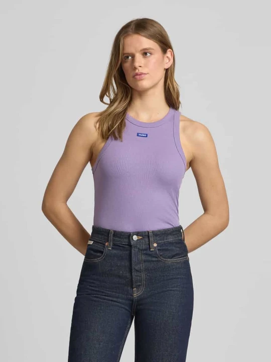 Zdjęcie produktu Top typu tank o kroju slim fit z mieszanki bawełny model 'Easy Tank' Hugo Purpurowy