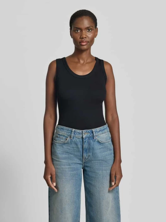 Zdjęcie produktu Top typu tank o kroju slim fit z mieszanki bawełny model 'MULTIC' Weekend Max Mara Czarny