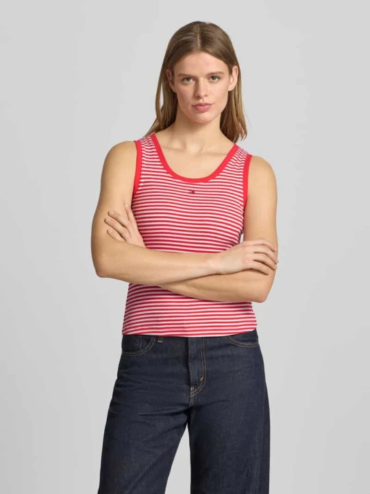 Zdjęcie produktu Top typu tank o kroju slim fit z mieszanki bawełny Tommy Jeans Czerwony