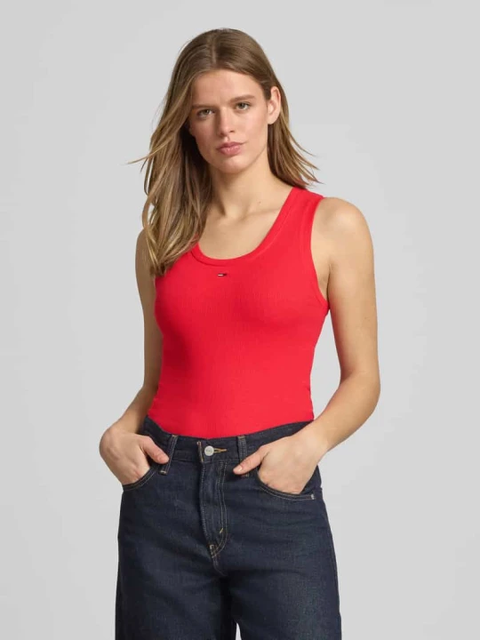 Zdjęcie produktu Top typu tank o kroju slim fit z mieszanki bawełny Tommy Jeans Czerwony