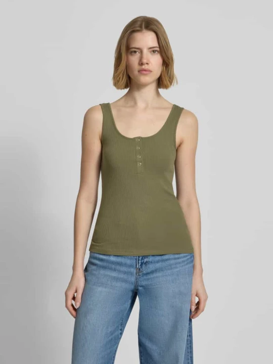 Zdjęcie produktu Top typu tank w kroju slim fit z mieszanki bawełny ekologicznej model 'KITTE' Pieces Oliwkowy