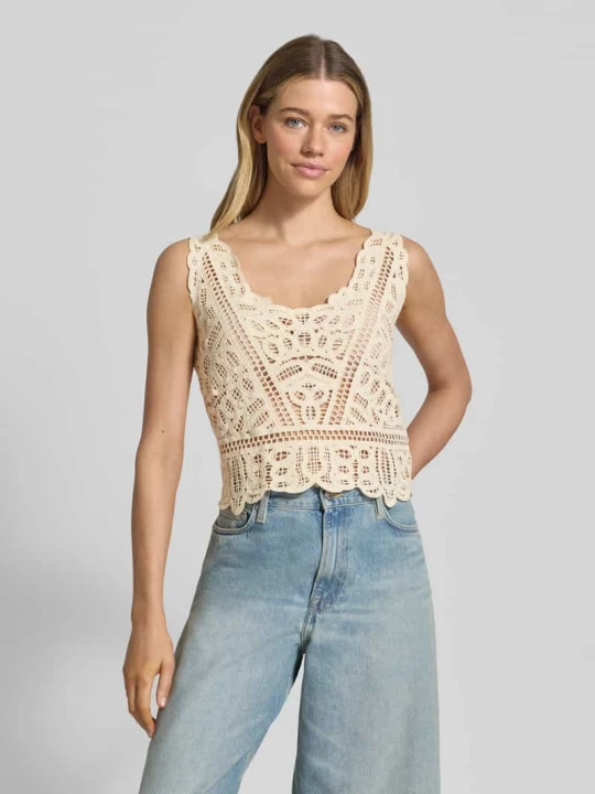 Zdjęcie produktu Top typu tank z koronki szydełkowej model 'OCTAVIA' Guess Piaskowy