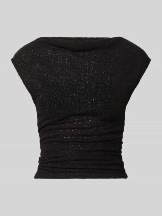 Zdjęcie produktu Top w imitacji bouclé z dekoltem w łódkę Gina Tricot Czarny