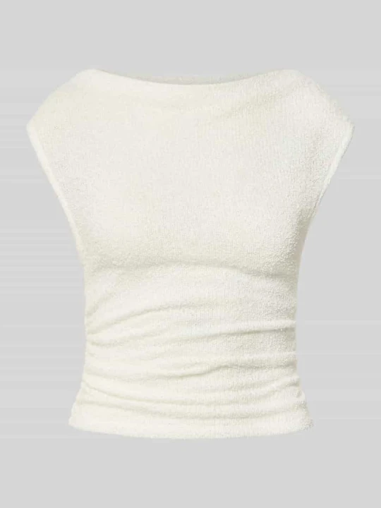 Zdjęcie produktu Top w imitacji bouclé z dekoltem w łódkę Gina Tricot Złamany biały