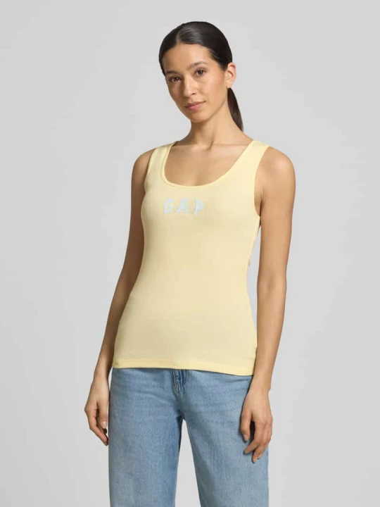 Zdjęcie produktu Top w kroju slim fit z nadrukiem logo GAP Jasnożółty