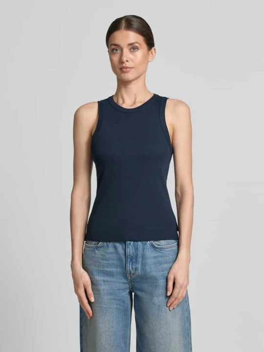 Zdjęcie produktu Top w prążkowanej dzianinie o kroju slim fit Tom Tailor Granatowy