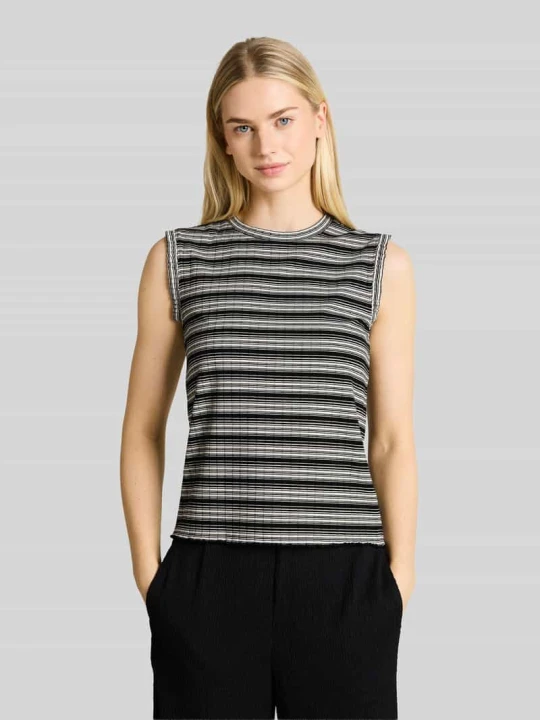 Zdjęcie produktu Top w prążkowanej strukturze, krój slim fit Tom Tailor Czarny