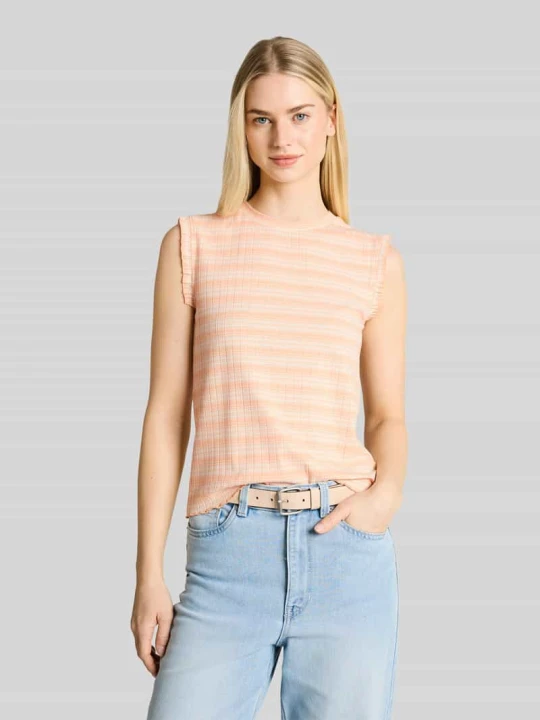 Zdjęcie produktu Top w prążkowanej strukturze, krój slim fit Tom Tailor Morelowy