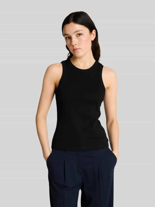 Zdjęcie produktu Top w prążkowanej strukturze, krój slim fit Tom Tailor Czarny