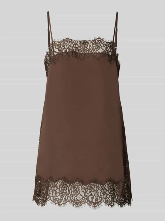 Zdjęcie produktu Top w stylu bluzki z obszyciem koronką model 'Audra Annie' MOS MOSH Ciemnobrązowy
