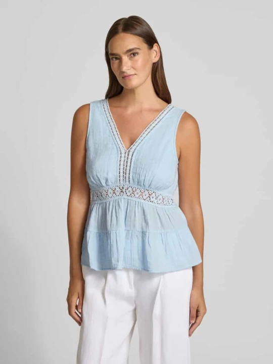 Zdjęcie produktu Top w stylu bluzki z szydełkową koronką model 'SANINI' Y.A.S Jasnoniebieski