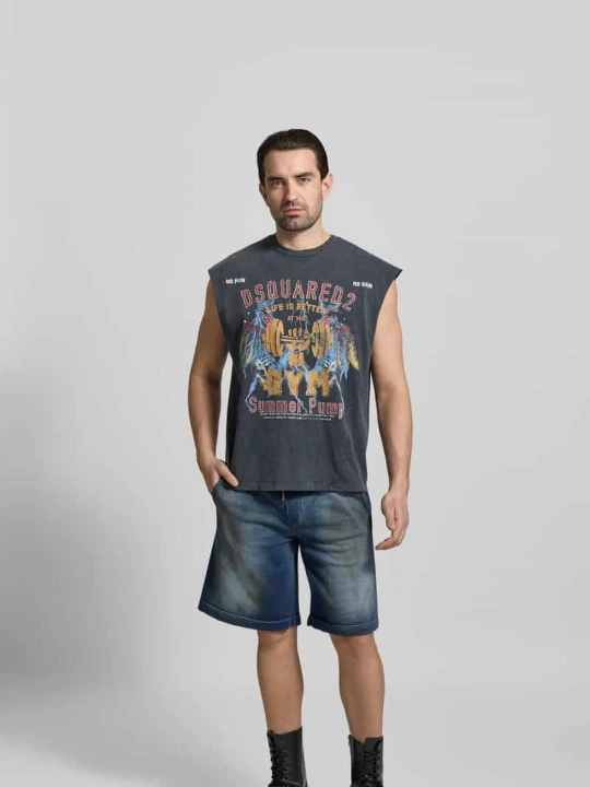Zdjęcie produktu Top z czystej bawełny Dsquared2 Antracytowy