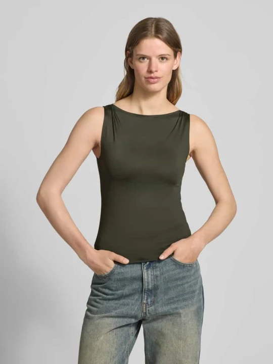 Zdjęcie produktu Top z dekoltem w łódkę model ‘Annie’ Weekday Khaki