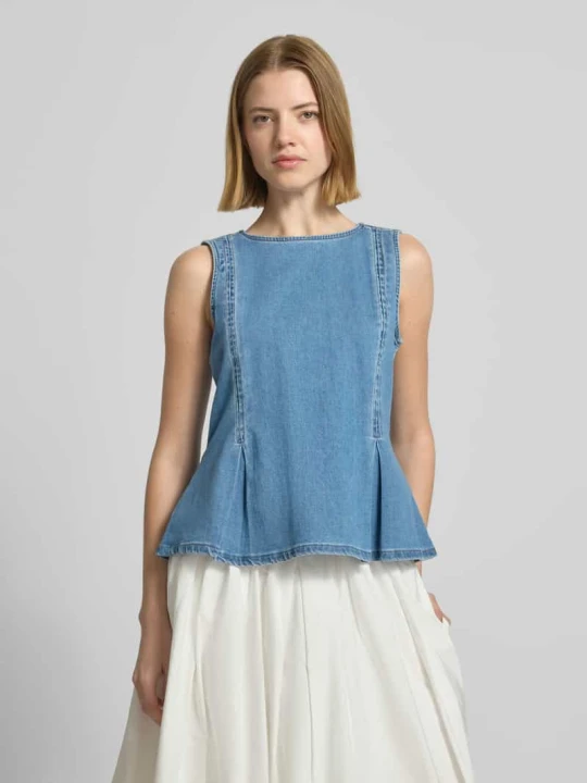 Zdjęcie produktu Top z dekoltem w łódkę model 'Lara' My Essential Wardrobe Niebieski