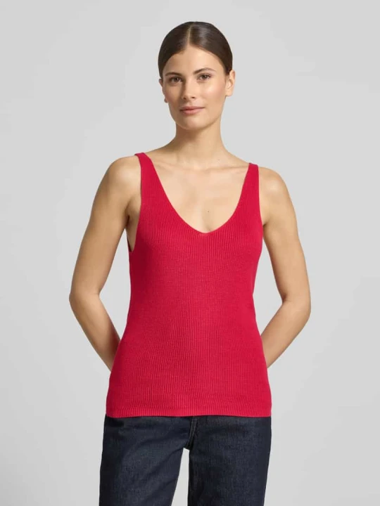 Zdjęcie produktu top z dzianiny o kroju regular fit z mieszanki wiskozy model 'NEWLEX' Vero Moda Ciemnoczerwony