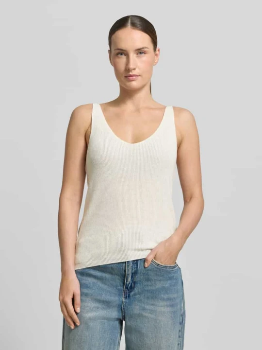 Zdjęcie produktu top z dzianiny o kroju regular fit z mieszanki wiskozy model 'NEWLEX' Vero Moda Biały