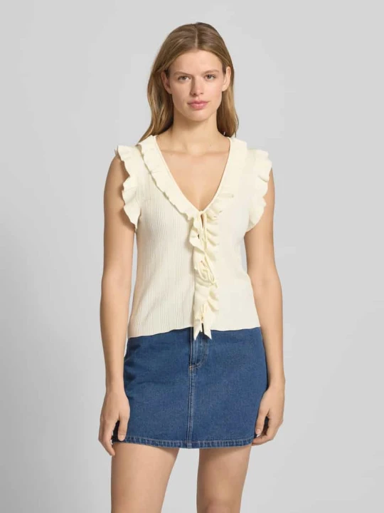 Zdjęcie produktu Top z dzianiny o kroju slim fit z mieszanka wiskozy model 'NELLY' Only Złamany biały