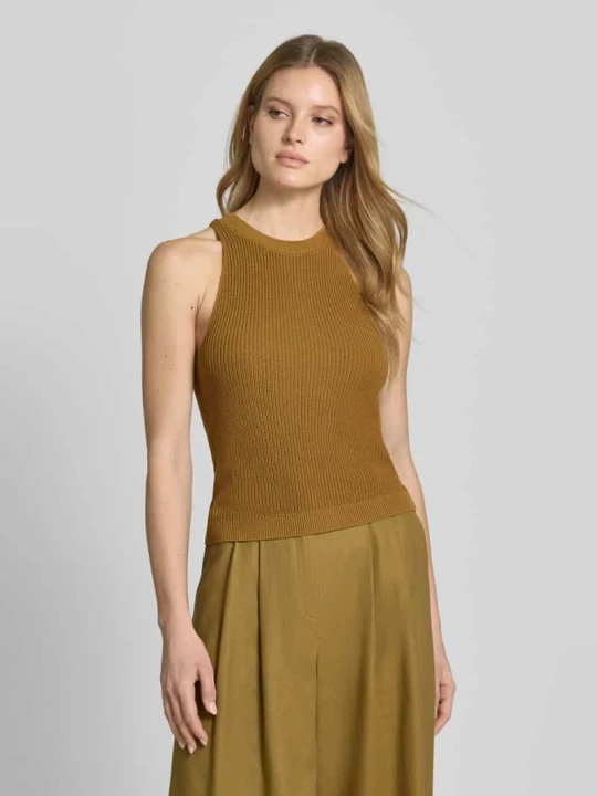 Zdjęcie produktu Top z dzianiny z okrągłym dekoltem curated by Anna Schürrle Style Icon Collection Oliwkowy